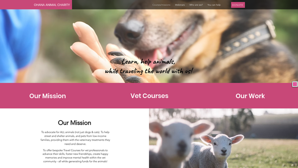 Screenshot of the Ohana Animal Charity website