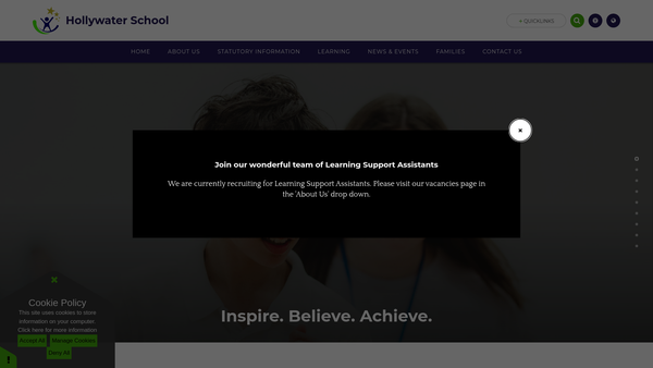 Screenshot of the Friends Of Hollywater School website