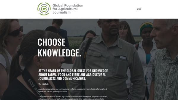 Screenshot of the Global Foundation For Agricultural Journalism website