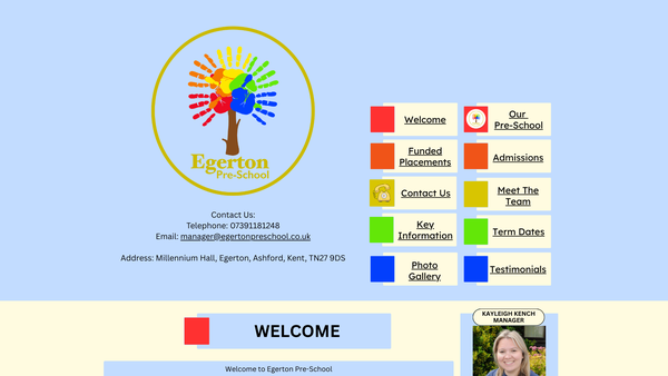 Screenshot of the Egerton Pre-School (Kent) website