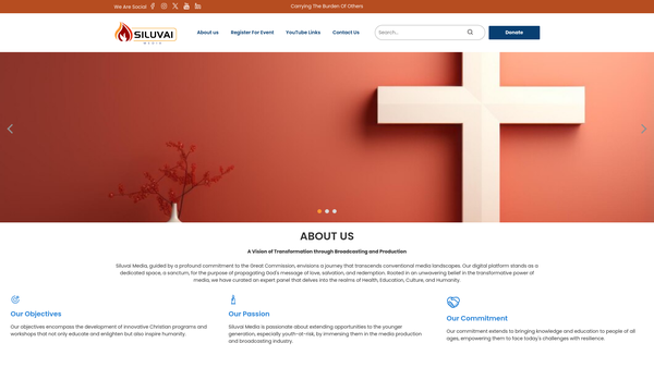 Screenshot of the Siluvai Media website