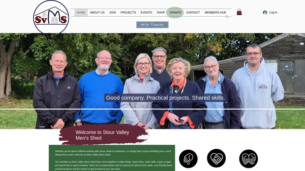 Screenshot of the The Stour Valley Men's Shed website