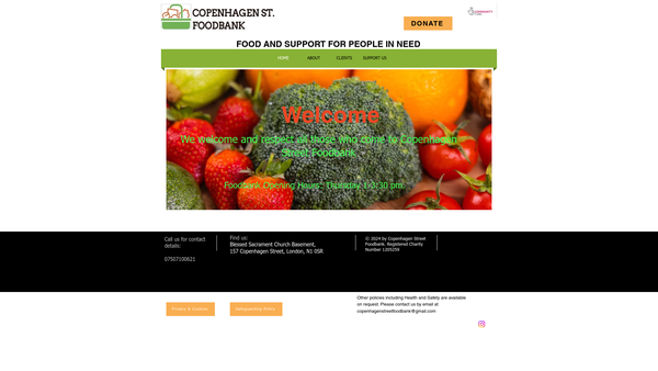 Screenshot of the Copenhagen Street Foodbank website