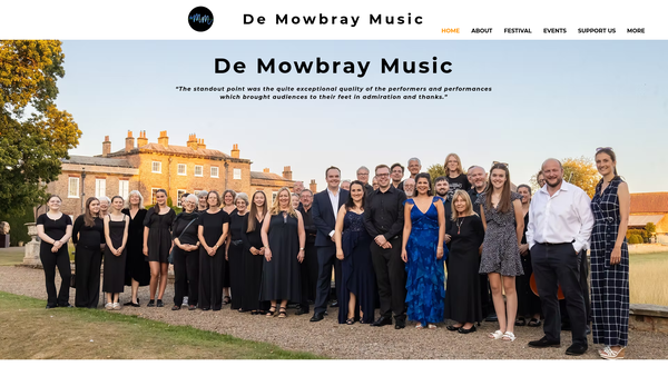 Screenshot of the De Mowbray Music website