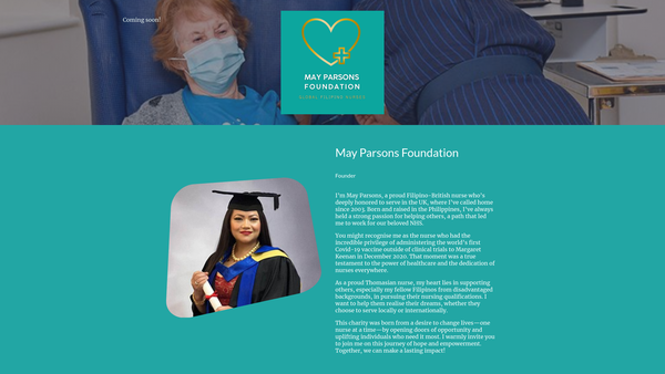 Screenshot of the May Parsons Foundation website