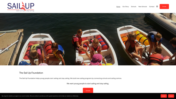 Screenshot of the The Sail Up Foundation website