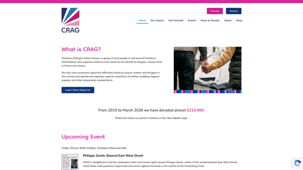 Screenshot of the Charlbury Refugee Action Group website