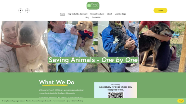 Screenshot of the Penny's Ark website
