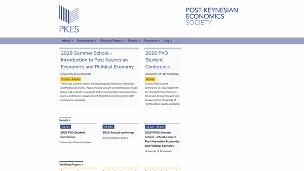 Screenshot of the The Post-Keynesian Economics Society website