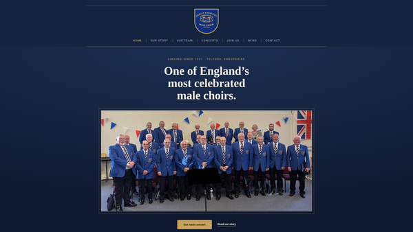 Screenshot of the Hadley And District Orpheus Male Choir website