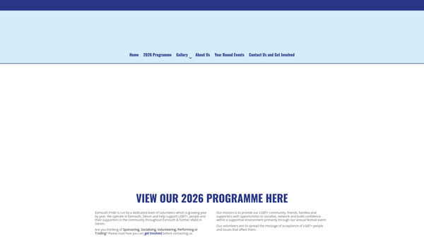 Screenshot of the Exmouth Pride website