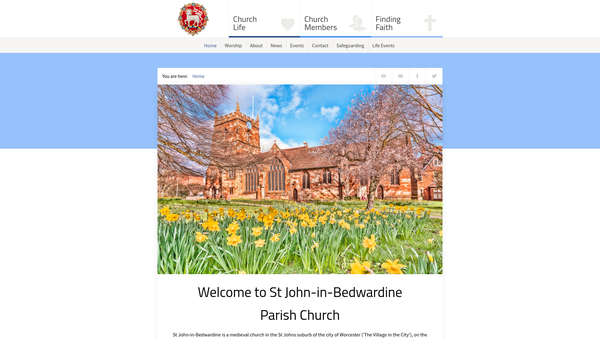 Screenshot of the Worcester St John-In-Bedwardine And St Michael's Joint Council website