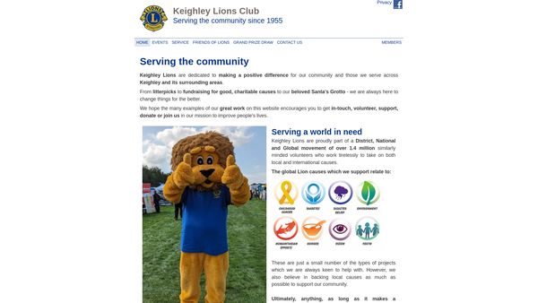 Screenshot of the Keighley Lions Club (CIO) website