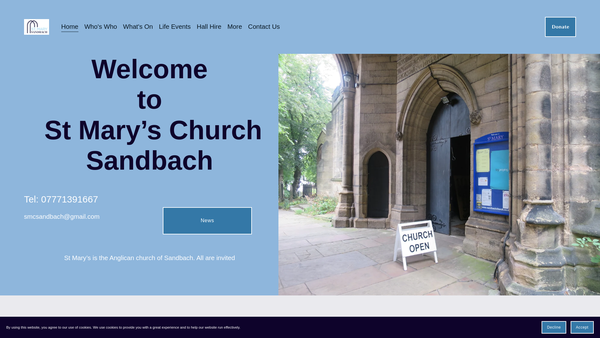 Screenshot of the The Parochial Church Council of St. Mary and St. John Sandbach website