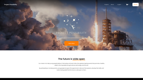 Screenshot of the Project Possibility website