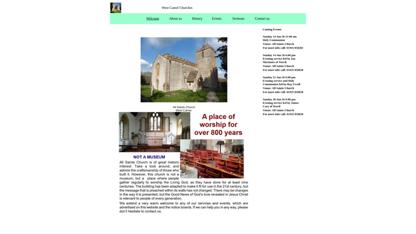 Screenshot of the West Camel Independent Methodist Church website