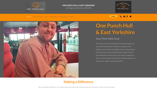 Screenshot of the One Punch Hull & East Yorkshire CIO website