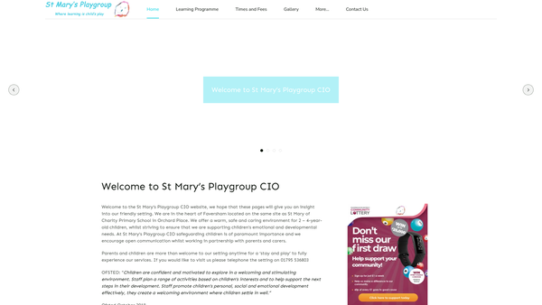 Screenshot of the St Mary's Playgroup CIO website