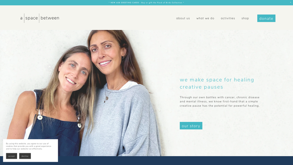 Screenshot of the A Space Between website