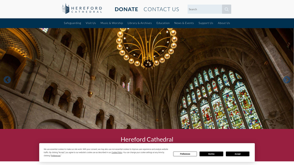 Screenshot of the The Cathedral Church Of The Blessed Virgin Mary And Saint Ethelbert In Hereford website