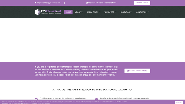 Screenshot of the Facial Therapy Specialists International website