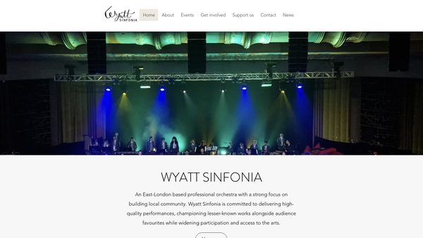 Screenshot of the Wyatt Sinfonia website