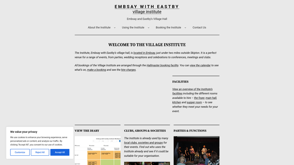 Screenshot of the Embsay With Eastby Village Institute CIO website