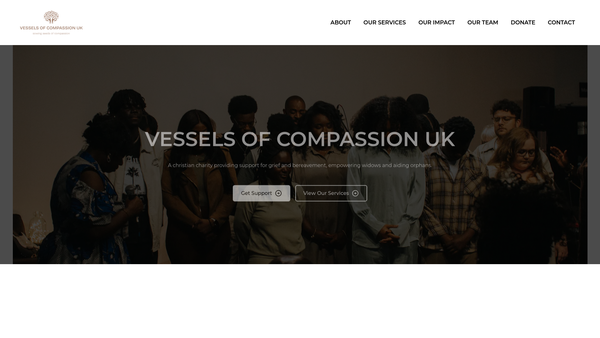 Screenshot of the Vessels Of Compassion UK website