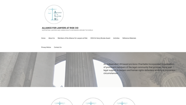 Screenshot of the Alliance For Lawyers At Risk CIO website