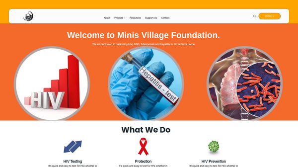Screenshot of the Mini's Village Foundation website