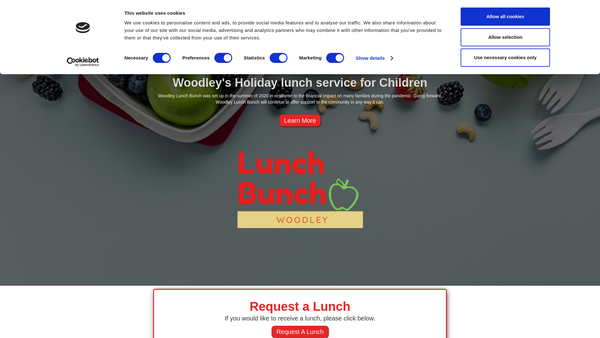 Screenshot of the Woodley Lunch Bunch website