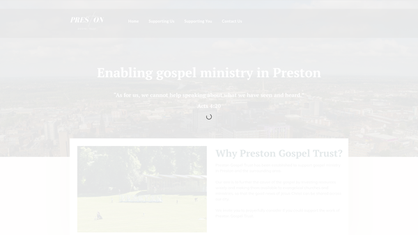 Screenshot of the Preston Gospel Trust website