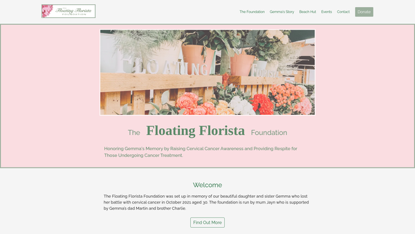 Screenshot of the The Floating Florista Foundation website