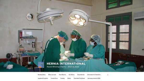 Screenshot of the Hernia International website