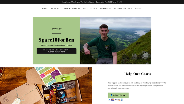 Screenshot of the Spare 10 For Ben website