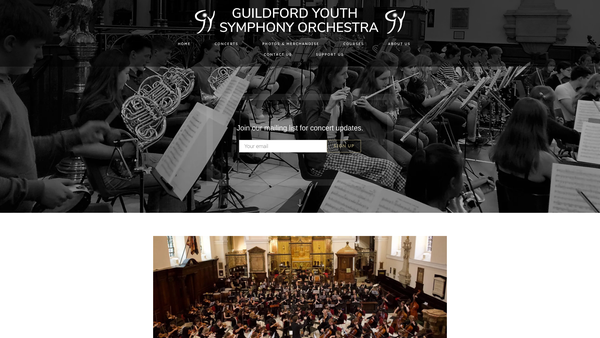 Screenshot of the Guildford Youth Symphony Orchestra website
