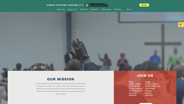 Screenshot of the Christ Victory Centre website
