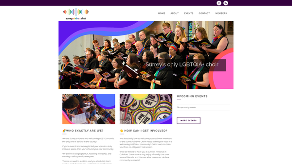 Screenshot of the Surrey Rainbow Choir website