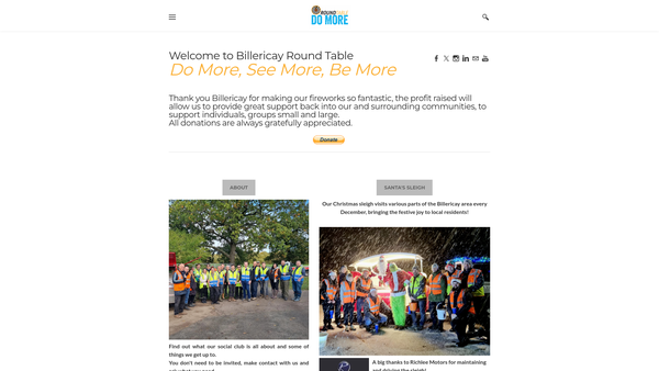 Screenshot of the Billericay Round Table 594 Charitable Activities website