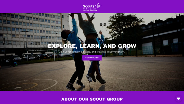 Screenshot of the 34th Birmingham (1St Ward End) Scout Group website