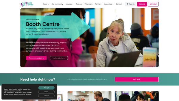 Screenshot of the The Booth Centre website