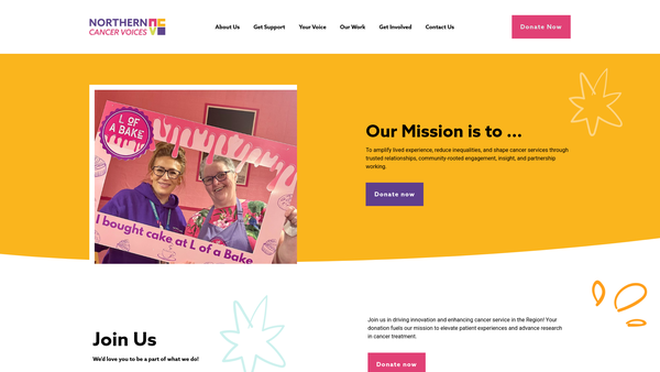 Screenshot of the Northern Cancer Voices website