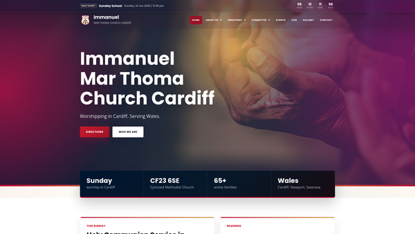 Screenshot of the Immanuel Mar Thoma Church, Cardiff website