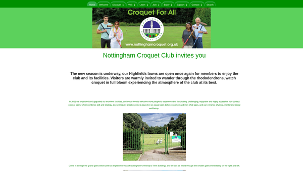 Screenshot of the Nottingham Croquet Club website