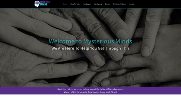 Screenshot of the Mysterious Minds website