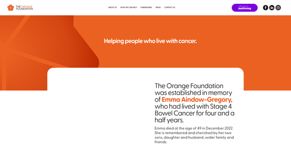 Screenshot of the The Orange Foundation website