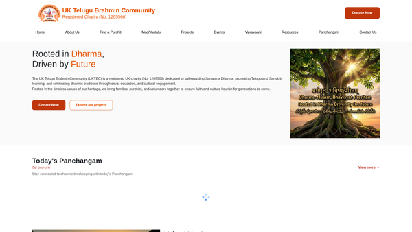 Screenshot of the UK Telugu Brahmin Community website