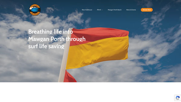 Screenshot of the Mawgan Porth Surf Life Saving Club website
