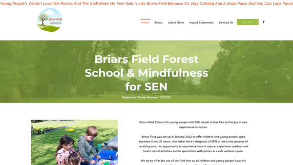 Screenshot of the Briars Field Forest School And Mindfulness For Sen website