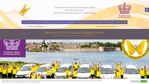 Screenshot of the Berwick And District Cancer Support Group website